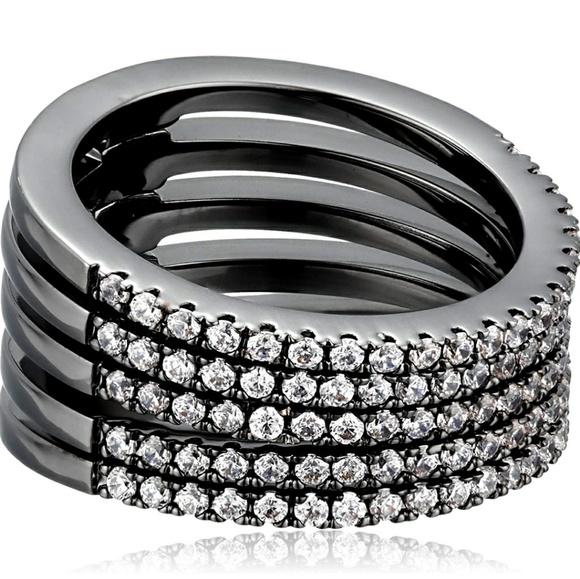 nOir Jewelry Jewelry - New Noir Jewelry pave cz hinged stack ring